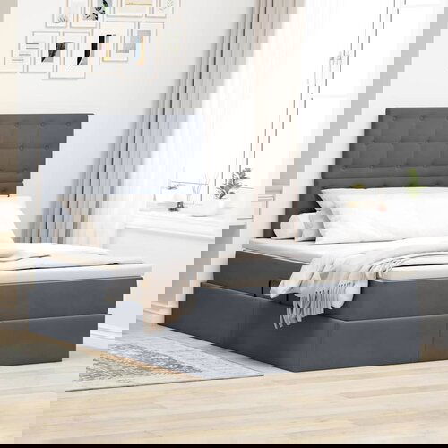 vidaXL Krevet S LED lampica s pohranom Tamno siva 120 x 200 cm Baršun Cijene