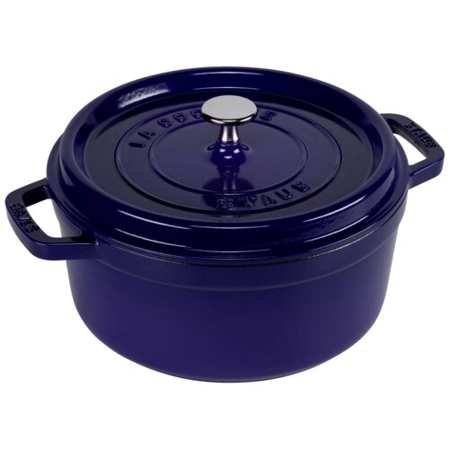 Staub Round Cocotte, 24cm cast iron, dark blue Slike