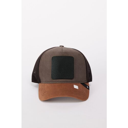 AC&Co / Altınyıldız Classics Men's Brown-Khaki 100% Cotton Color Block Hat with Changeable Stickers Slike