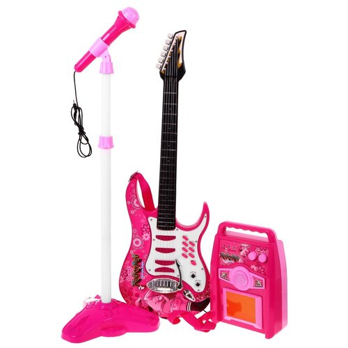  Dječja gitara sa pojačalom i mikrofonom Amp - roza Cene