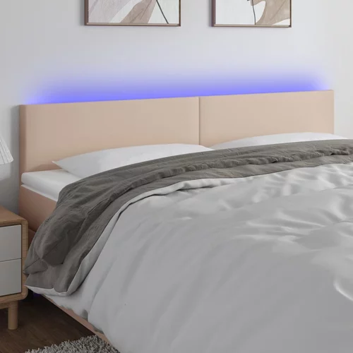 vidaXL LED posteljno vzglavje kapučino 160x5x78/88 cm umetno usnje