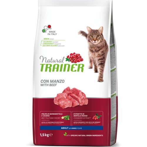 Trainer suva hrana za mačke sa ukusom govedine natural adult 1.5kg Cene