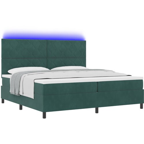 vidaXL Box Spring postelja z vzmetnico in LED temno zelena 200x200 cm žamet, (22050553) Cene