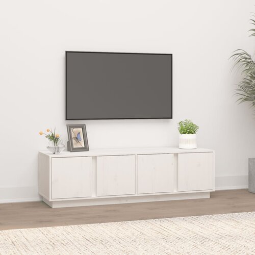 VidaXL TV ormarić bijeli 140 x 40 x 40 cm od masivne borovine Slike