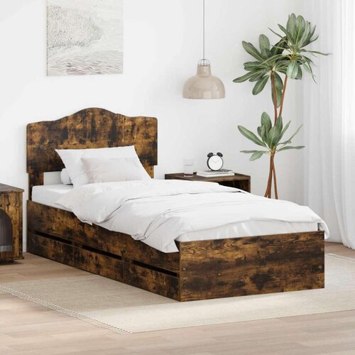  Okvir za krevet s ladicama Dimljeni hrast 100 x 200 cm - Dimljeni hrast 100 x 200 cm Cijene