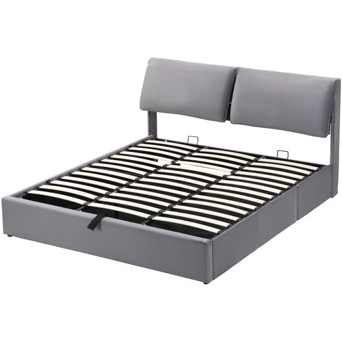Lumor Postelja s predalom iz žameta - 160x200 cm - s 3 predali - siva (brez vzmetnice), (22151130) Cene