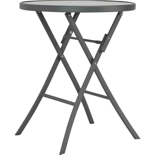  Zložljiva bistro miza siva 60x70 cm steklo in jeklo