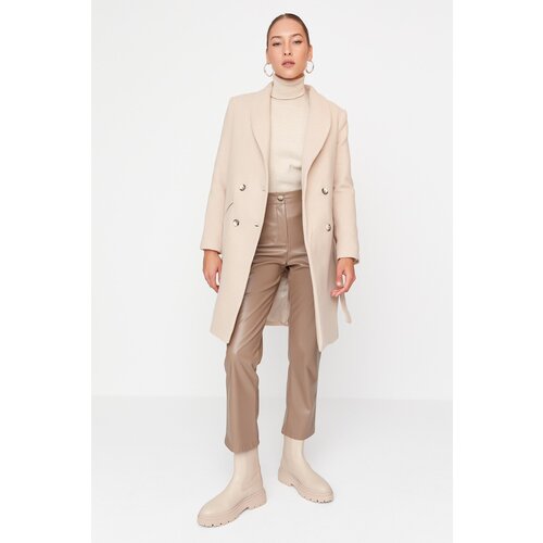Trendyol Stone Belted Wool Cachet Coat Slike