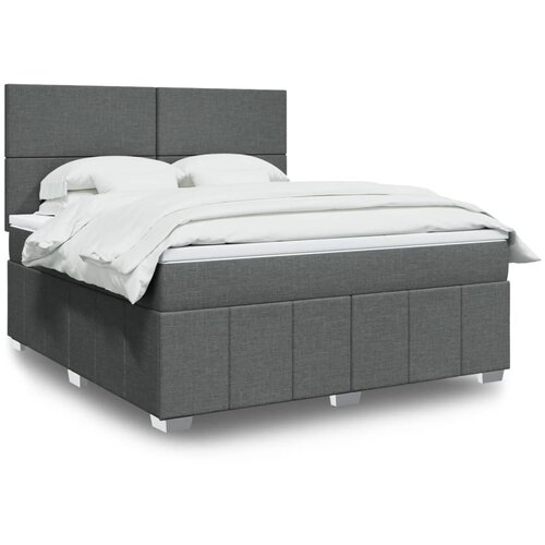 vidaXL Box spring postelja z vzmetnico temno siva 180x200 cm blago Cene