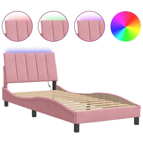 Maison Chic Postelja za odrasle - Posteljni Okvir z LED lučkami roza 80x200 cm žamet, (22082375) Cene