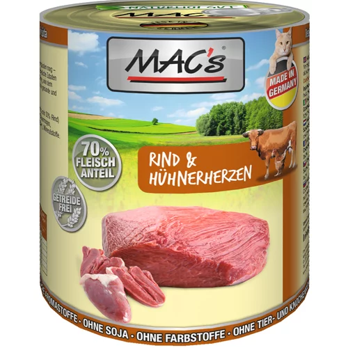 MAC's Varčno pakiranje MAC´s Cat 12 x 800 g - Govedina & piščančja srca
