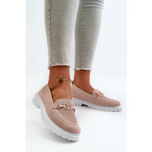 EVENTO Women&amp;#039;s Loafers On Flat Heel With Gold Detail Pink Limentia Slike
