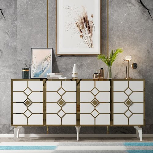 Hanah home cagla - white, gold whitegold console Slike