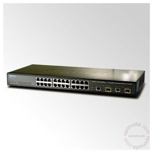 Planet 24-Port 10/100Mbps + 2 Gigabit TP/SFP Combo Managed Ethernet Switch, L2, FGSW-2620VM-EU svič Slike