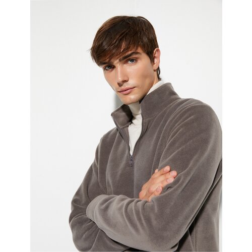 Koton Fleece Sweatshirt Half Zipper High Neck Long Sleeve Cene
