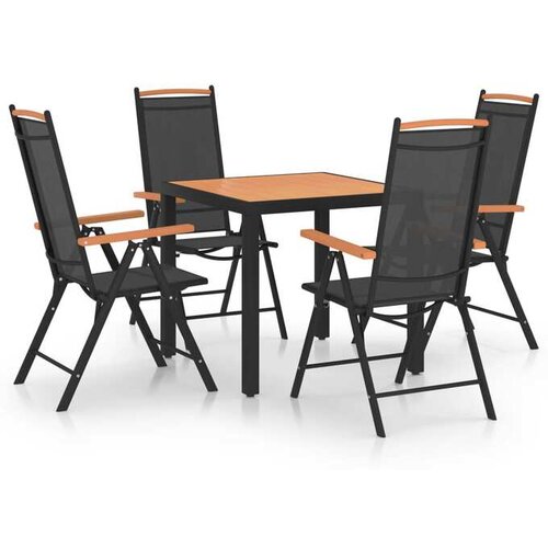  5-dijelni vrtni blagovaonski set aluminijski crni Cijene