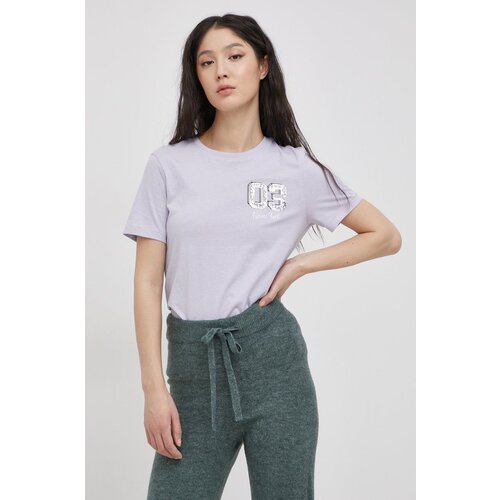 Only Bombažen t-shirt vijolična barva Slike
