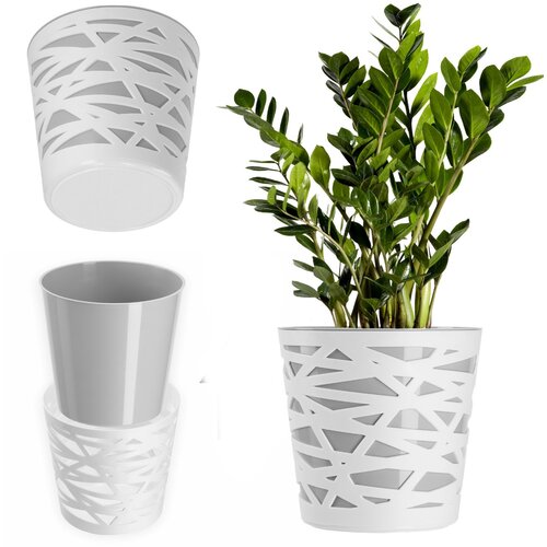 KADAX Vložek za cvetlični lonec, plastični pokrov za rože in rastline, 19 cm, siv, (5000346446) Cene