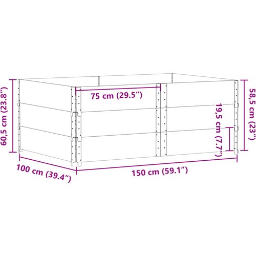  Okviri za palete 3 kom sivi 150x100 cm od masivne borovine Slike