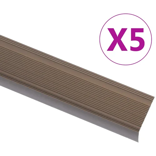 vidaXL Obroba za stopnice L-oblike 5 kosov aluminij 90 cm rjave