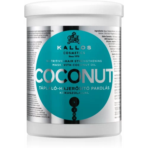 Kallos Cosmetics coconut hranilna maska za lase 1000 ml
