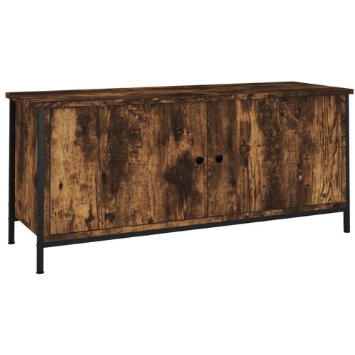 Maison Chic TV omarica - TV stojalo - Televizijska omarica z vrati dimljeni hrast 102x35x45 cm inženirski les, (21698653) Cene