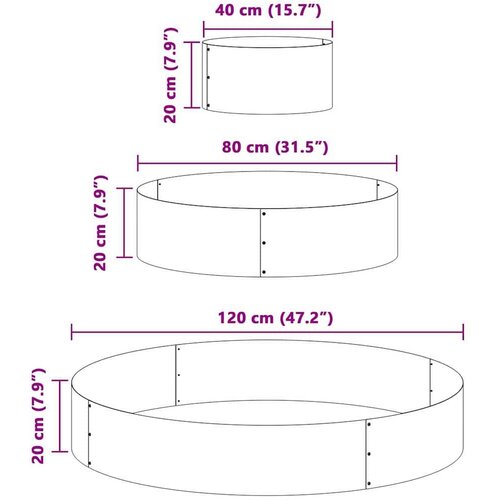  Vrtna saksija Antracit 120 x 120 x 20 cm Čelična vrata - Čelik/ antracit &amp;Oslash; 120 cm Slike