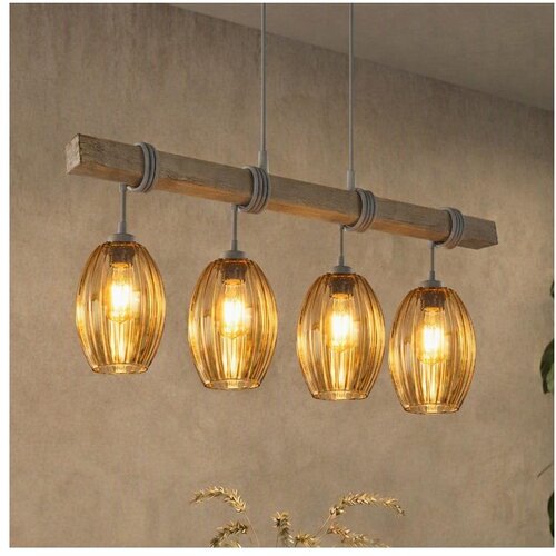Brilagi Luster na sajli WOOD GLASS 4xE27/60W/230V borovina/siva/dimljeno braon Cene