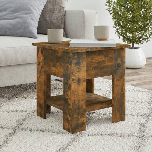 VidaXL Klubska mizica dimljeni hrast 40x40x42 cm konstruiran les Slike