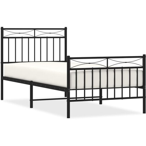 VidaXL Kovinski posteljni okvir z vzglavjem in vznožjem črn 90x200 cm, (20906299) Slike