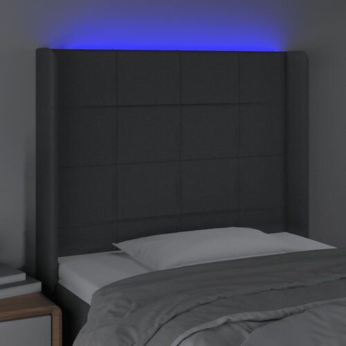  LED uzglavlje tamnosivo 93 x 16 x 118/128 cm od tkanine Slike