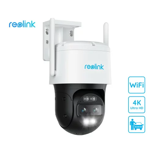 Reolink trackmix wifi, dva objektiva, 4K ultra hd, wifi, vrtenje in nagibanje, ir nočno snemanje, led reflektorji, aplikacija, vodoodporna, dvosmerna komunikacija, bela kamera