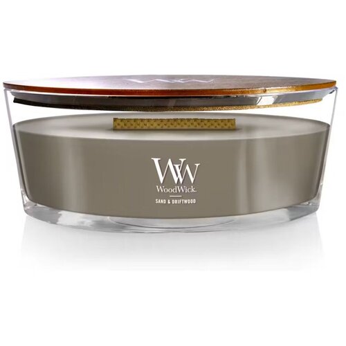 WoodWick Miri&amp;scaron;ljava sveća Sand &amp;amp; Driftwood Elipse, Siva Slike