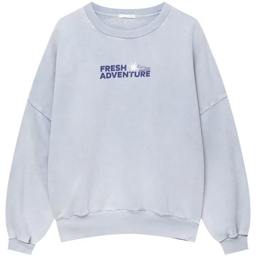 Pull&Bear Sweater majica mornarsko plava / sivkasto plava