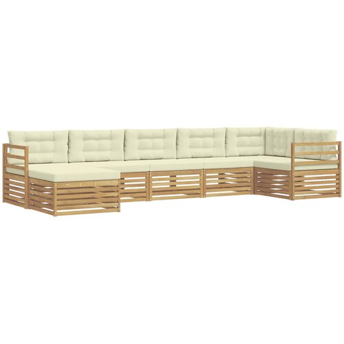  Set vanjskih sofa 7 kom. Bijela i krem Smeđa 404 x 166,5 x 73 cm Slike