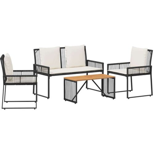  Set vanjskog namje&amp;scaron;taja 4 pcs Crna i krem-bijela poliratan Slike