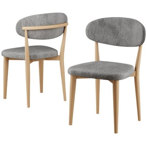 Hanah home set trpezarijskih stolica Onex 6 kom, siva bukle tkanina, drvene noge u prirodnoj boji drveta Cene