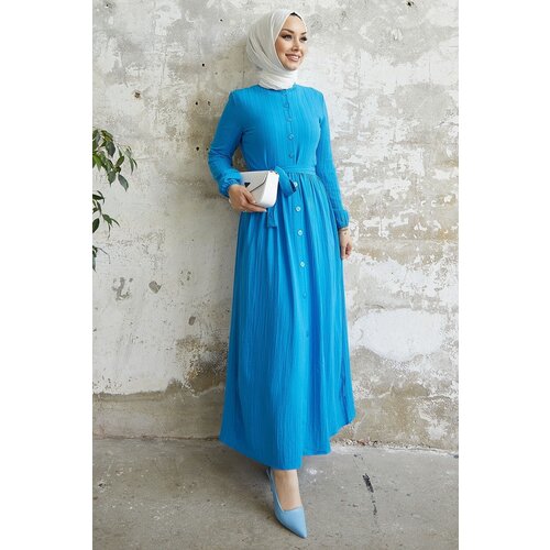 InStyle Lemina Belted Dress - Blue Slike