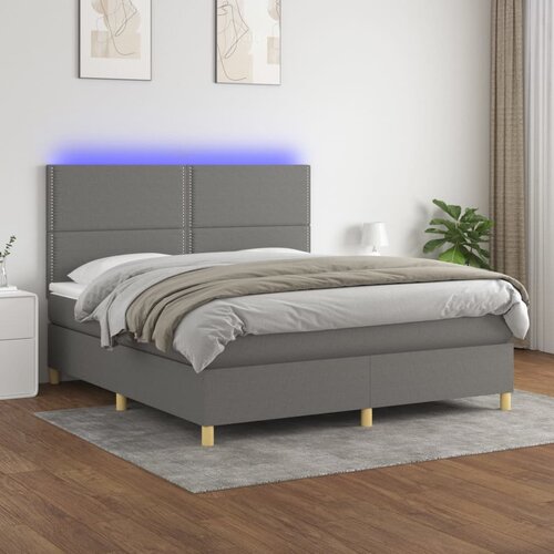  box spring s madracem LED tamnosivi 180x200 cm tkanina Cene