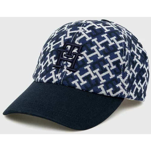 Tommy Hilfiger Bombažna bejzbolska kapa mornarsko modra barva