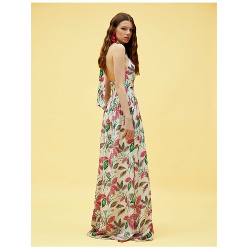 Koton Aslıhan Malbora X Cotton - Halter Neck Floral Long Dress Slike