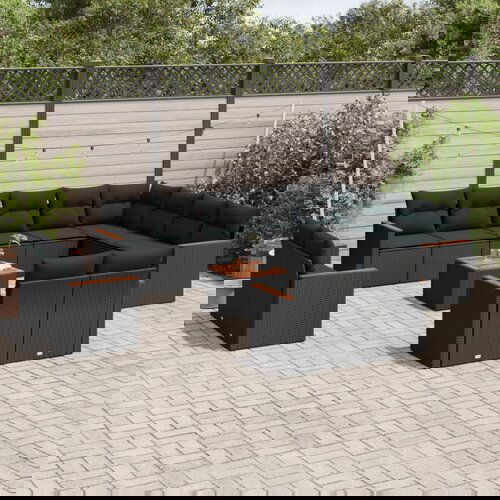 vidaXL 13-dijelni set vrtnih sofa s jastucima poliratan crni Cijene