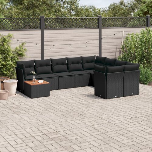  10-dijelni set vrtnih sofa od poliratana s jastucima sivi Slike