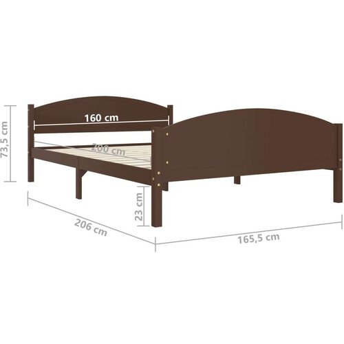 vidaXL Okvir za krevet od masivne borovine tamnosmeđi 160 x 200 cm Cijene