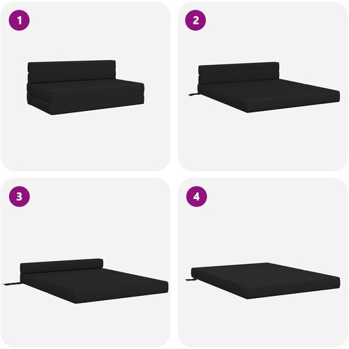  Preklopni madrac za sofu Crna 152 x 86,5 x 60 cm Tkanina Slike