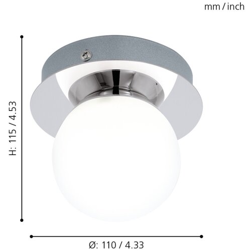 Eglo mosiano stropna/1, led, 3,3w, 340lm, krom/bijela Slike