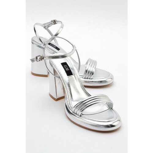 LuviShoes POSSE Silver Metallic Women's Heeled Shoes Slike