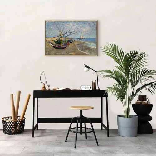  Slika - Vincent van Gogh – Fishing Boats on the Beach 60x40 U prirodnom drvenom okviru Cene