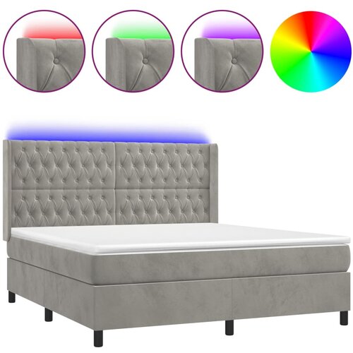 Maison Chic Box spring postelja - Vzmetna postelja z vzmetnico LED svetlo siva 180x200cm žamet SL16150, (21895844) Cene