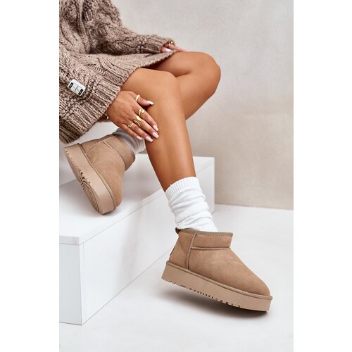 Boto Women's Suede Snow Boots On Platform Beige Nereviana Cene